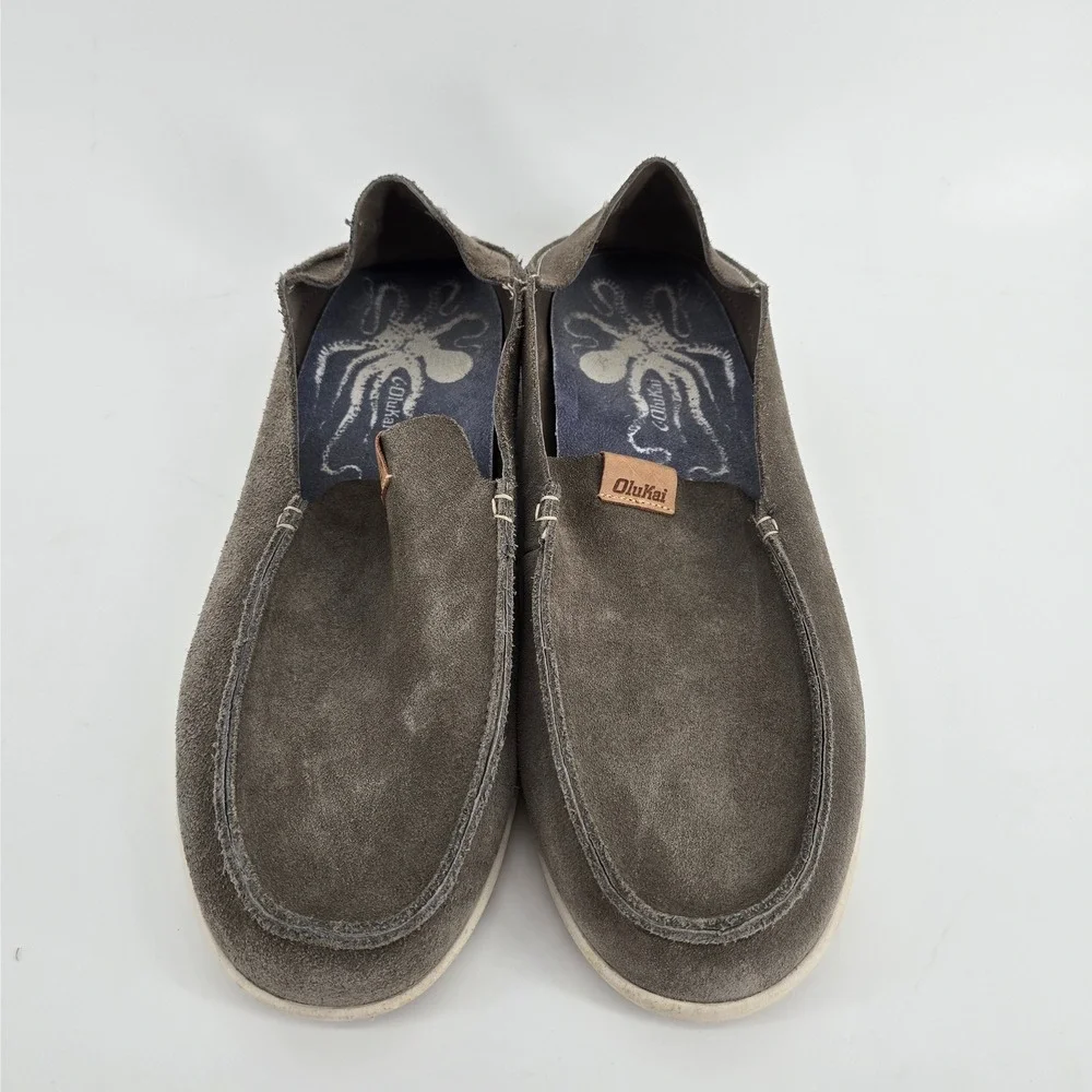 OluKai Nalukai Kala Slip On Mens 11 Grey Suede Loafers 10409-7B19